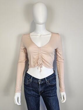 Sunday Best Blush Ruched Long-Sleeve Crop Top